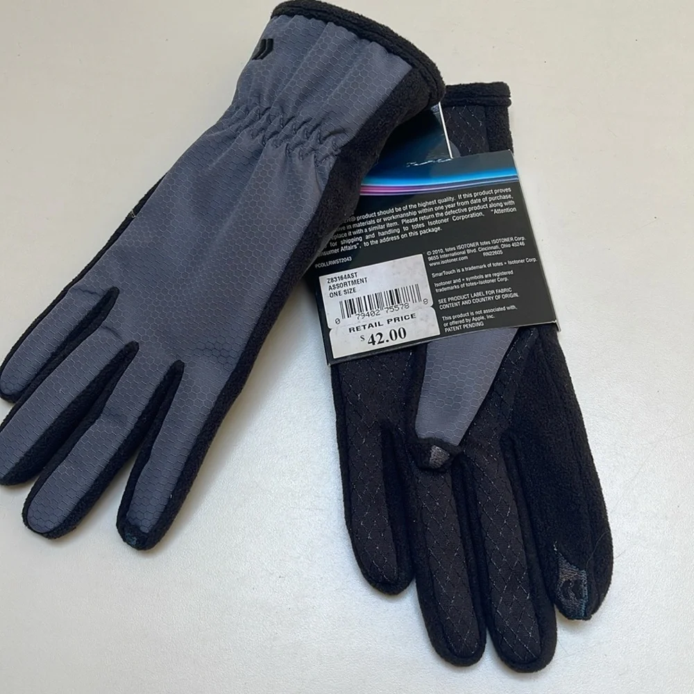 🆕 ISOTONER SmartTouch Women’s Black and Gray Gloves - Picture 3 of 4